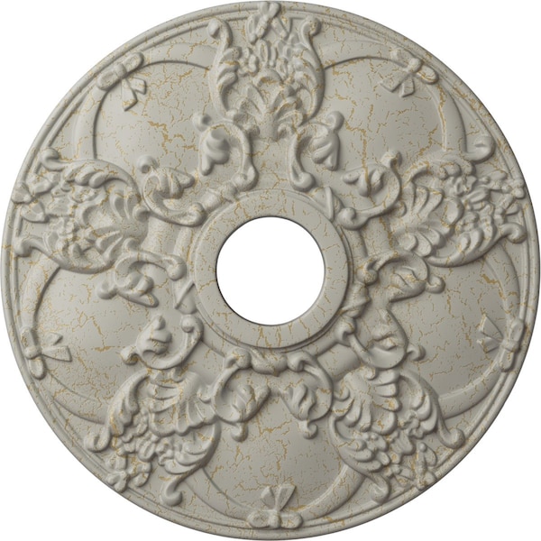 Ekena Millwork Norwich Ceiling Medallion (Canopies up to 4 1/2"), 18"OD x 3 1/2"ID x 1 3/8"P, Pot of Cream Crackle CM18NOPCC - main